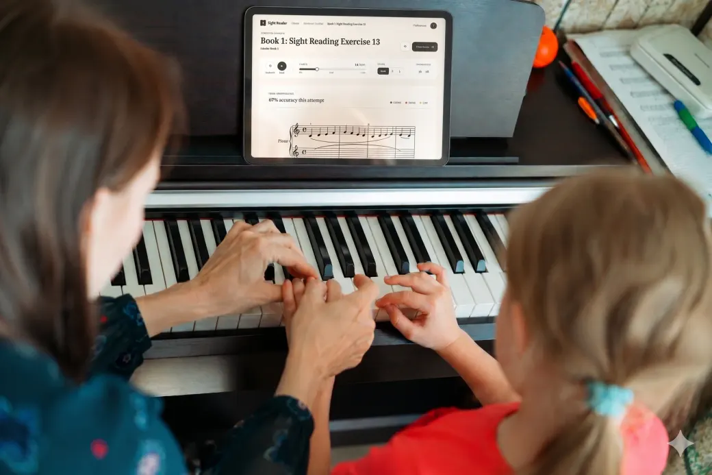 A child practising piano