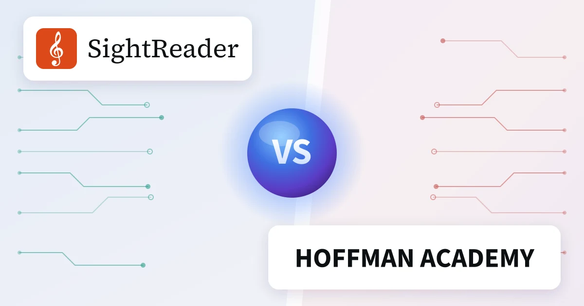 SightReader and Hoffman Academy either side of a “VS” emblem