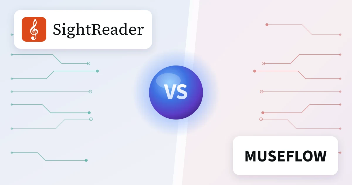 SightReader and MuseFlow either side of a “VS” emblem