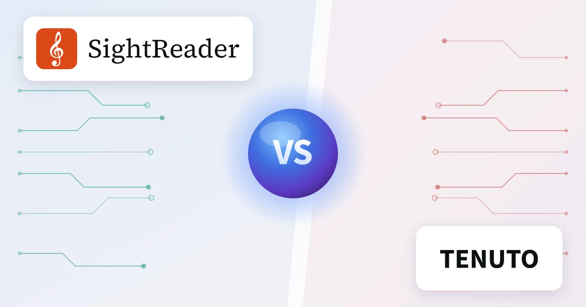 SightReader and Tenuto either side of a “VS” emblem
