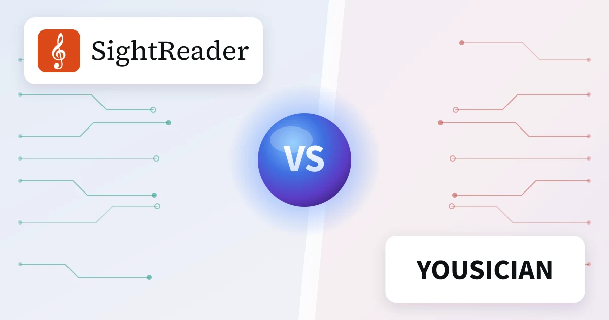 SightReader and Yousician either side of a “VS” emblem